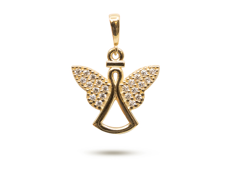 Andělíček se zirkonovými křídly ze žlutého zlata 35