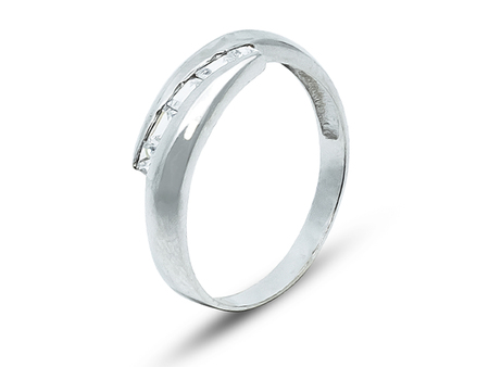 Prsten s obdélníkovými zirkony z bílého zlata 10