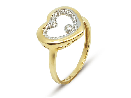Srdcový prsten ze žlutého zlata 23