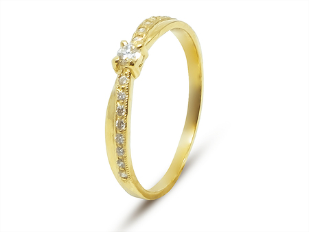 Zásnubní prsten ze žlutého zlata zdobený zirkony 3