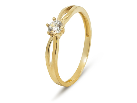 Zásnubní prsten ze žlutého zlata se zirkonem v korunce 25