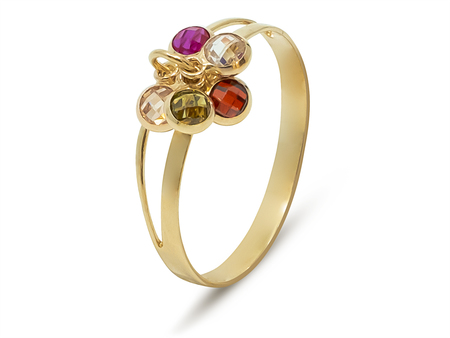 Hravý prsten ze žlutého zlata s pohyblivými kamínky 29