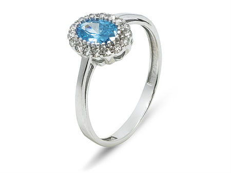 Klasický prsten s modrým kamenem barvy topazu 29