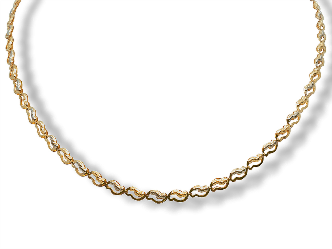 Plochý náhrdelník esíčkovitého tvaru ze žlutého zlata 10