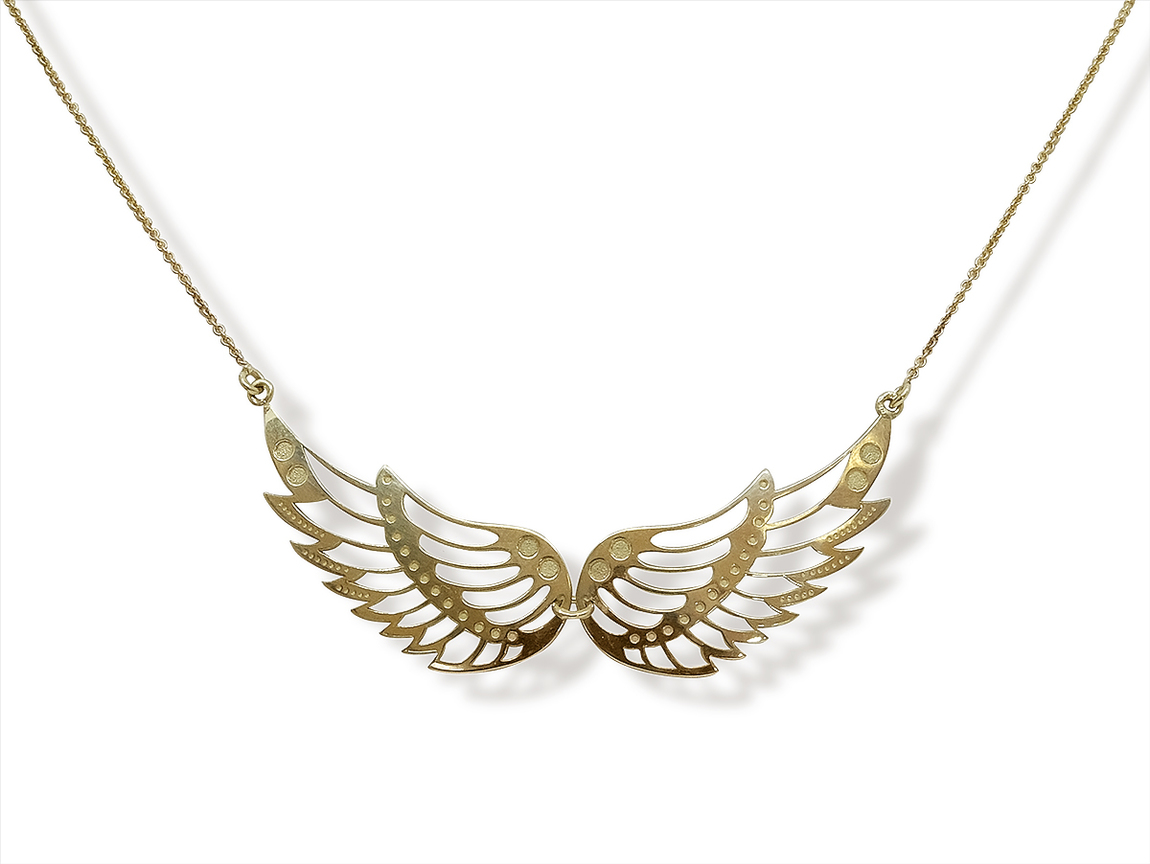 Náhrdelník ze žlutého zlata s andělskými křídly 15