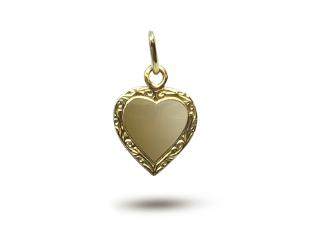 Srdce orámované jemnou rytinou - přívěsek ze žlutého zlata 1