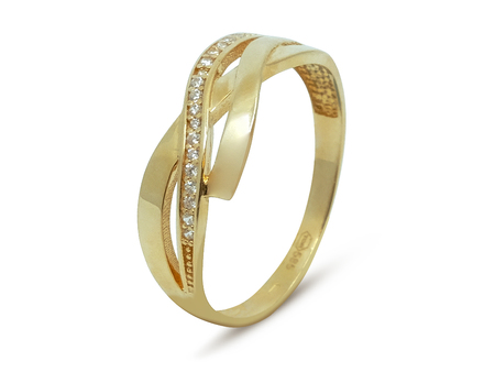 Proplétaný výrazný prsten ze žlutého zlata se zirkony 33