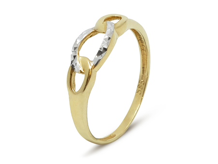 Prsten s propletenými oválky a probrusem ze žlutého zlata 41
