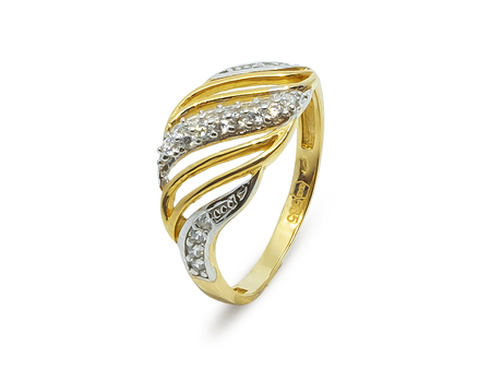 Výrazný prsten ze žlutého zlata podbarvený bílým zlatem 5