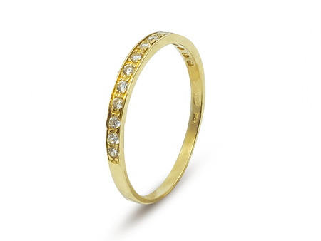 Prsten ze žlutého zlata z poloviny osázený zirkony 9