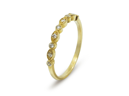 Prsten ze žlutého zlata zdobený zirkony 2