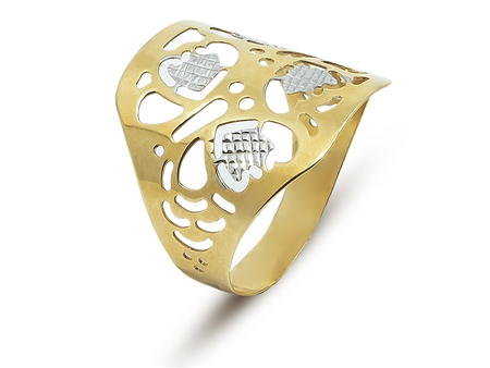 Orientálně laděný prsten ze žlutého zlata s jemným brusem 15