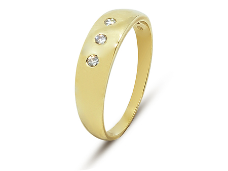 Celozlatý prsten ze žlutého zlata se třemi zirkony 17