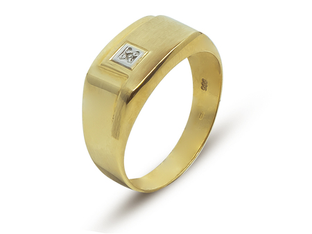 Briliantový pánský prsten ze žlutého zlata 26