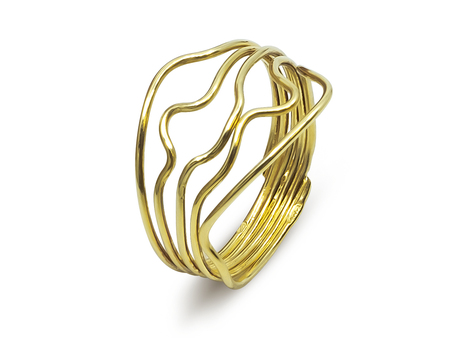 Atypický prsten ze ze zakroucených drátků ze žlutého zlata 3