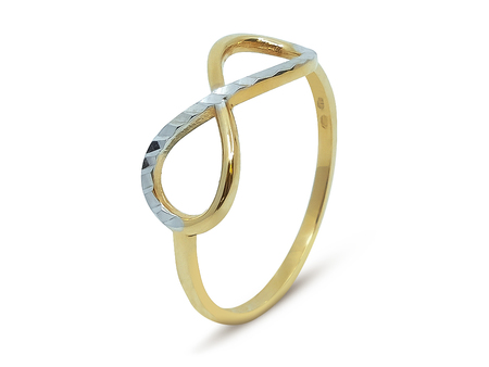 Prsten ze žlutého zlata s nekonečnou osmičkou a probrusem 32