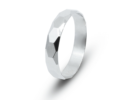 Snubní prsten z bílého zlata se šestiúhelníkovým vzorem 6