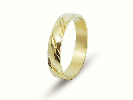 Snubní prsten ze žlutého zlata s jemným probrusem 6