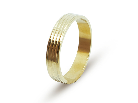 Snubní prsten ze žlutého zlata s liniemi 11