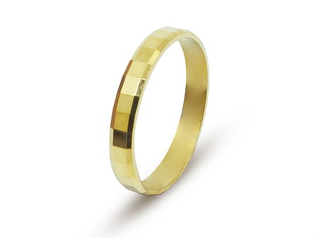 Snubní prsten ze žlutého zlata s plochými hranami 12