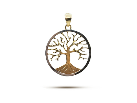 Strom života v kruhu - přívěsek ze žlutého zlata 15