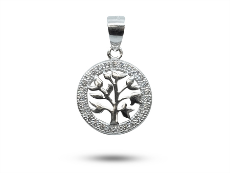 Strom života v kruhu ze zirkonů - přívěsek ze stříbra 11