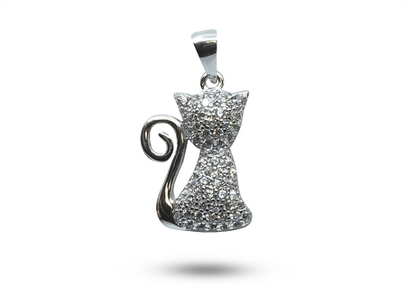 Třpytivá kočka - přívěsek ze stříbra 14