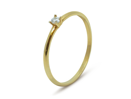Velmi jemný prsten ze žlutého zlata s jedním zirkonem 37