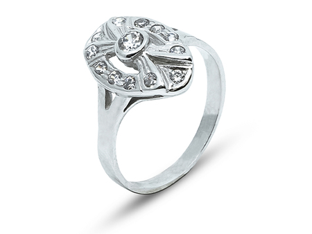 Výrazný dámský prsten z bílého zlata se zirkony 17