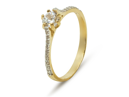 Zásnubní prsten ze žlutého zlata třpytivý 27