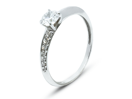 Zásnubní prsten z bílého zlata s kamenem a drobnými zirkony 23