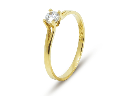 Zásnubní prsten ze žlutého zlata se zirkonem 22