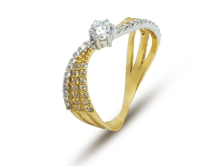 Třpytivý zásnubní prsten ze žlutého zlata 10