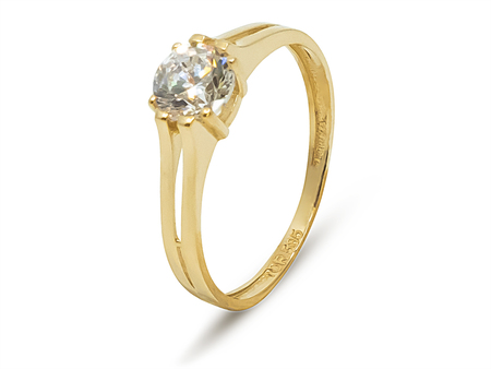 Zásnubní prsten ze žlutého zlata s efektním kamenem 26