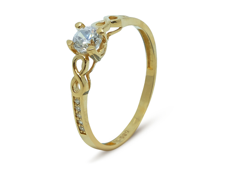 Zdobný zásnubní prsten se zirkonem ze žlutého zlata 28